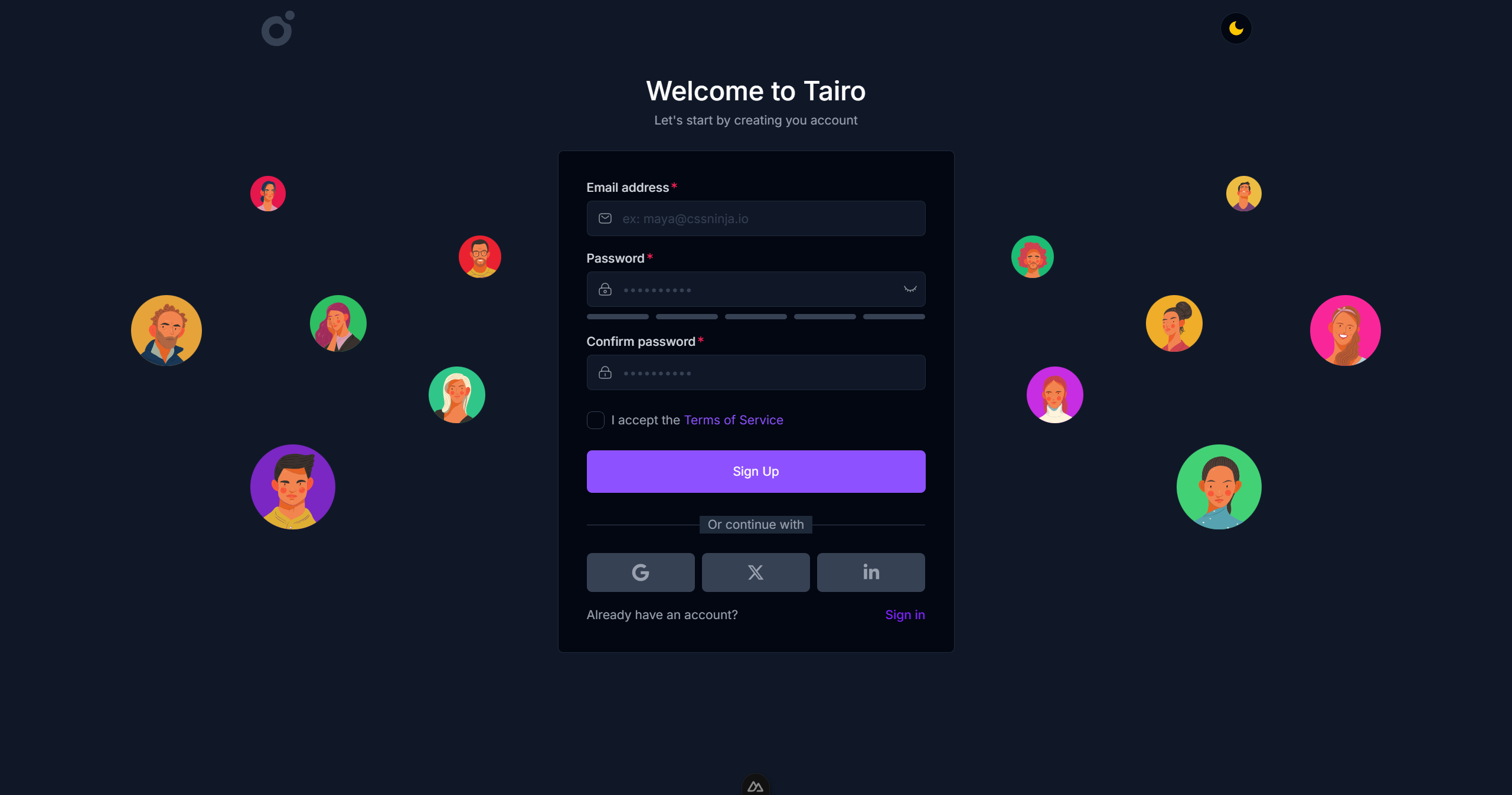 Tairo - Signup 3