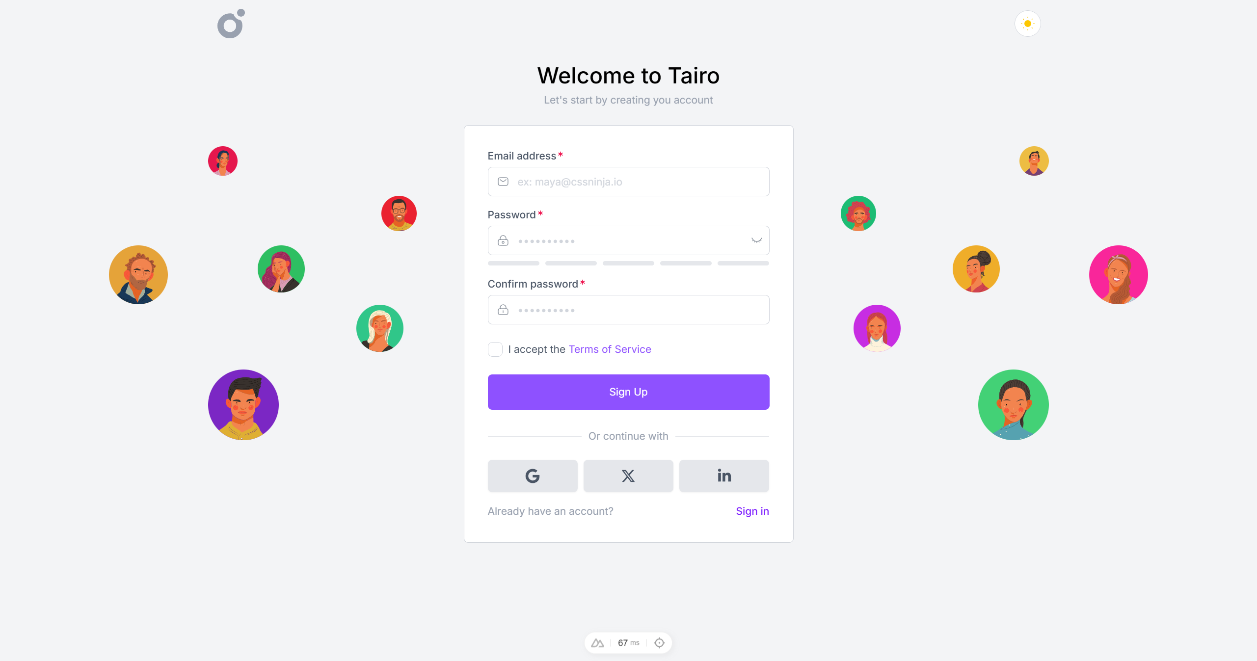Tairo - Signup 3