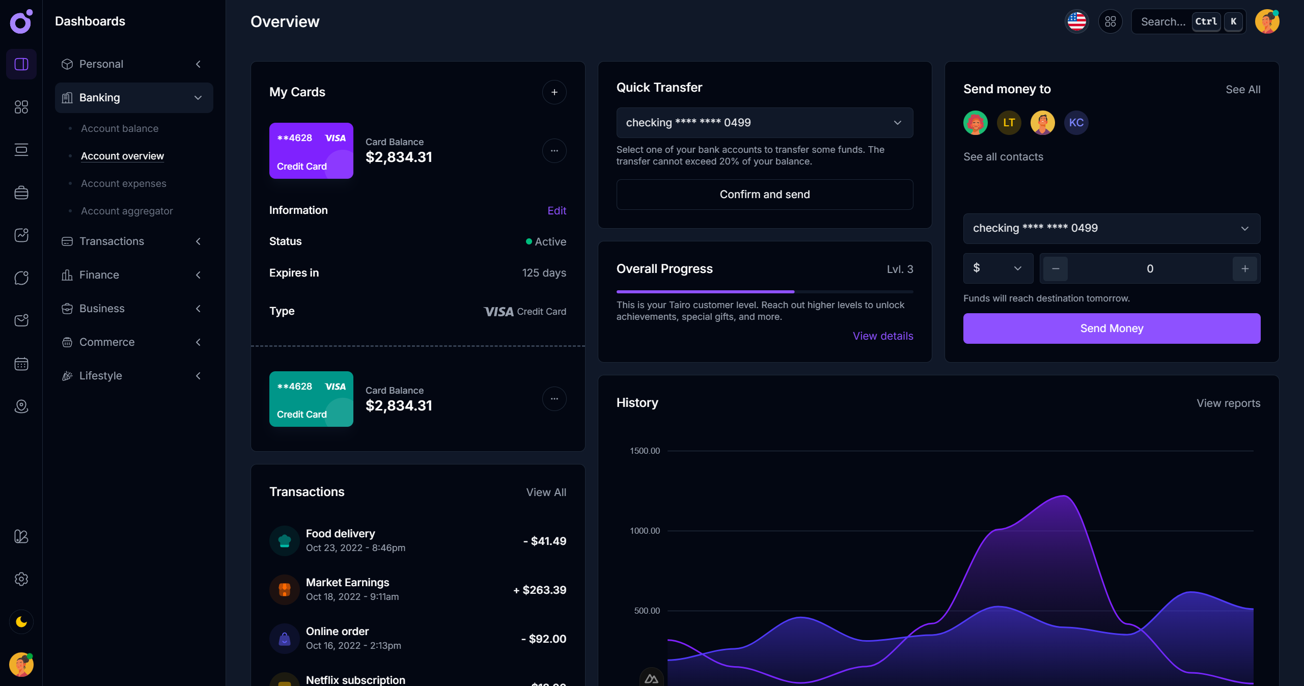 Tairo - Banking dashboard v1