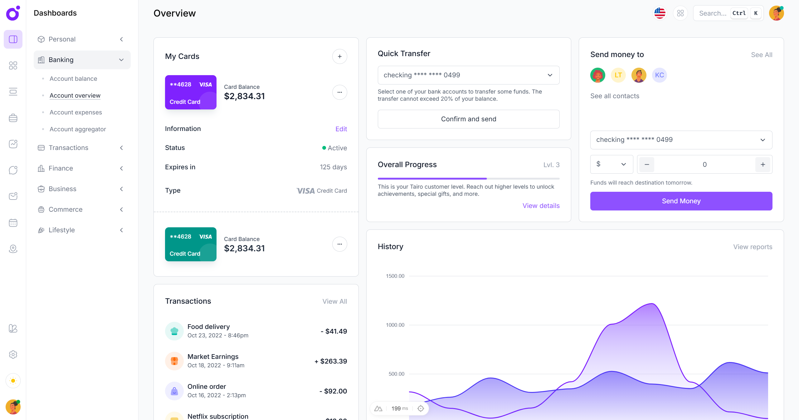 Tairo - Banking dashboard v1