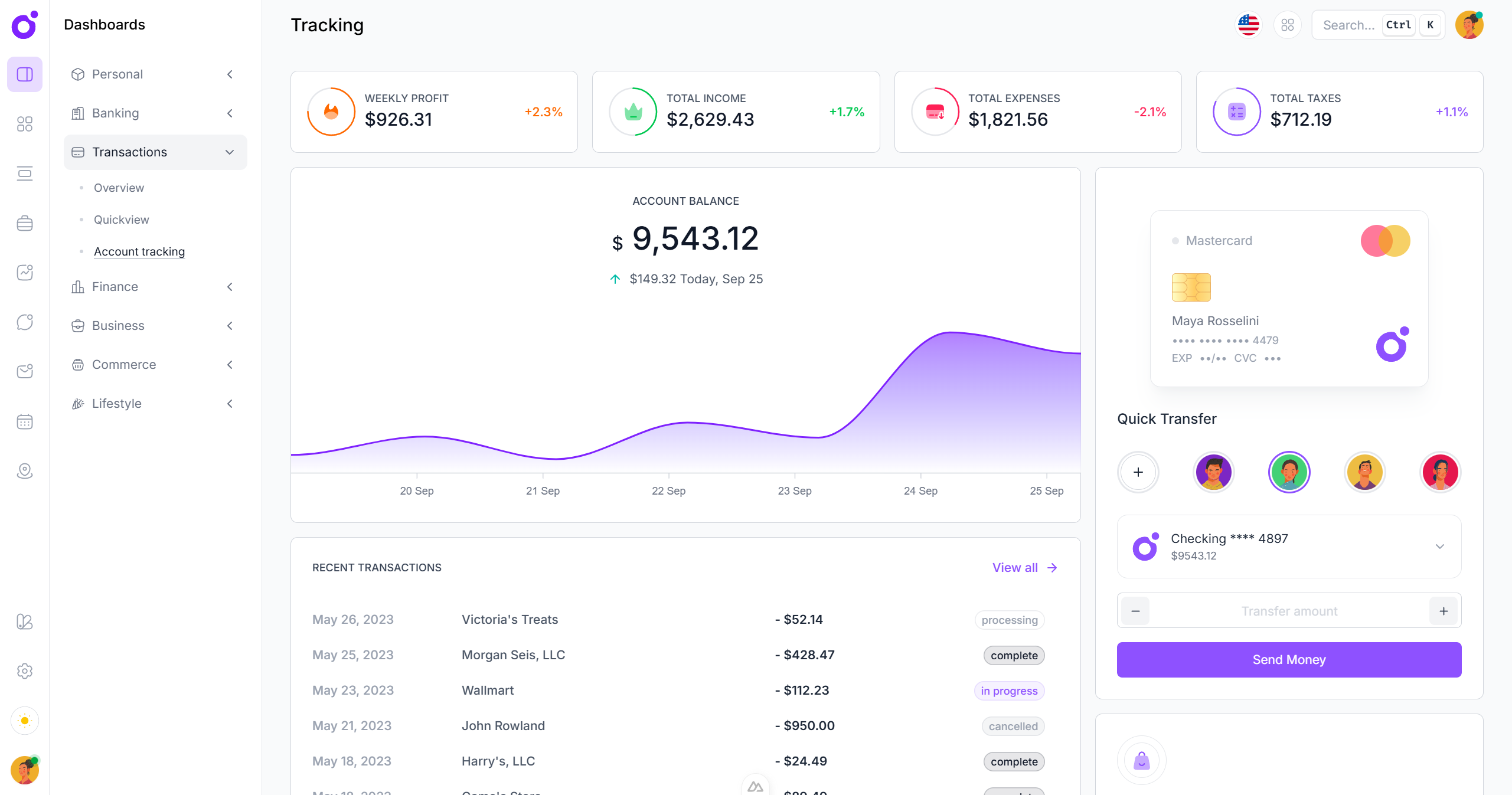 Tairo - Banking dashboard v4