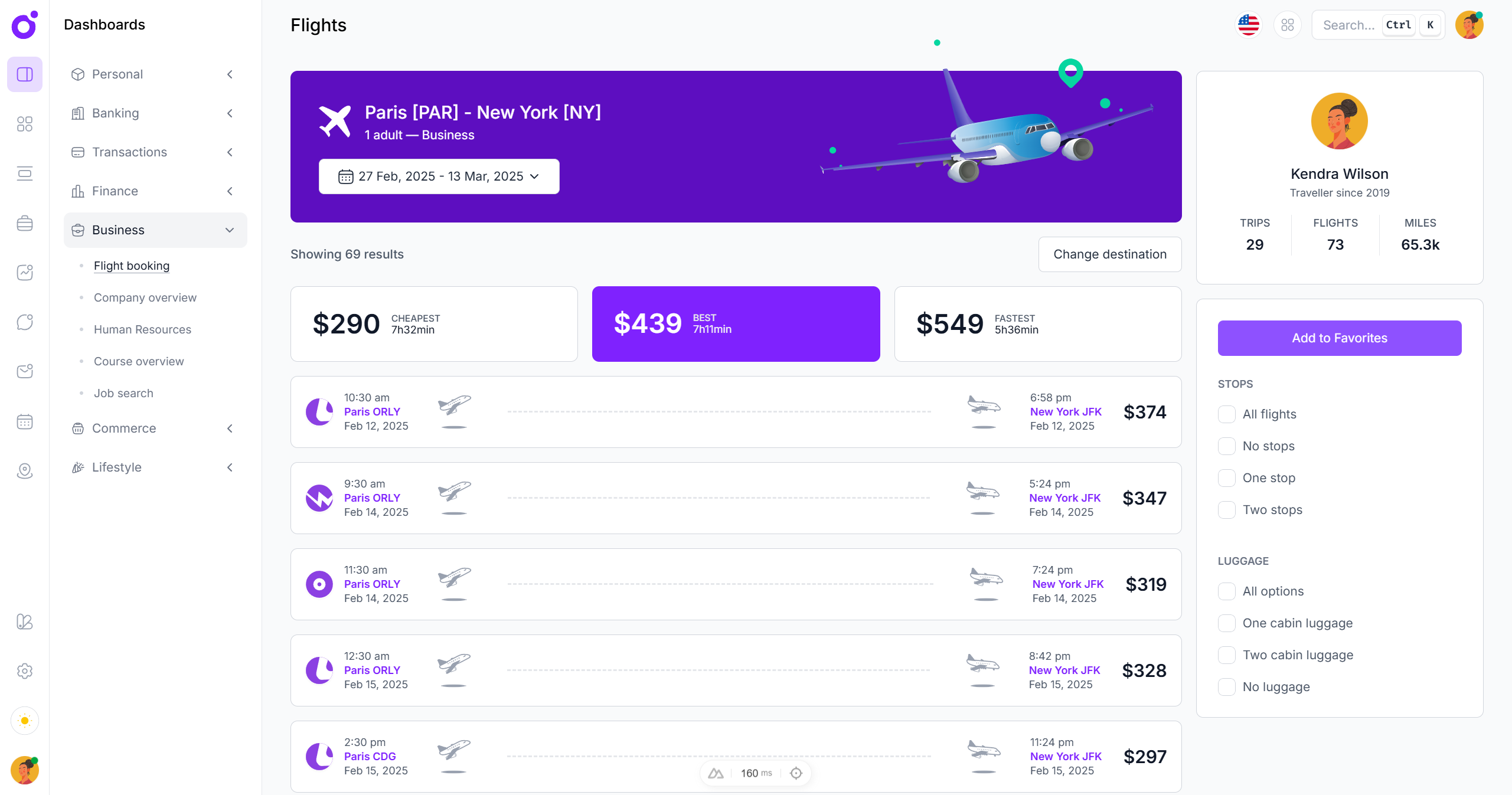 Tairo - Flights dashboard