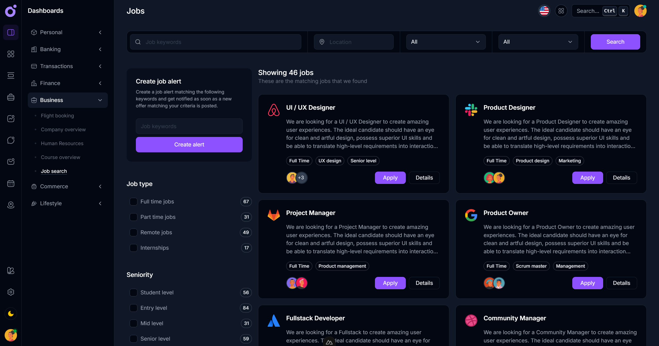 Tairo - Jobs dashboard