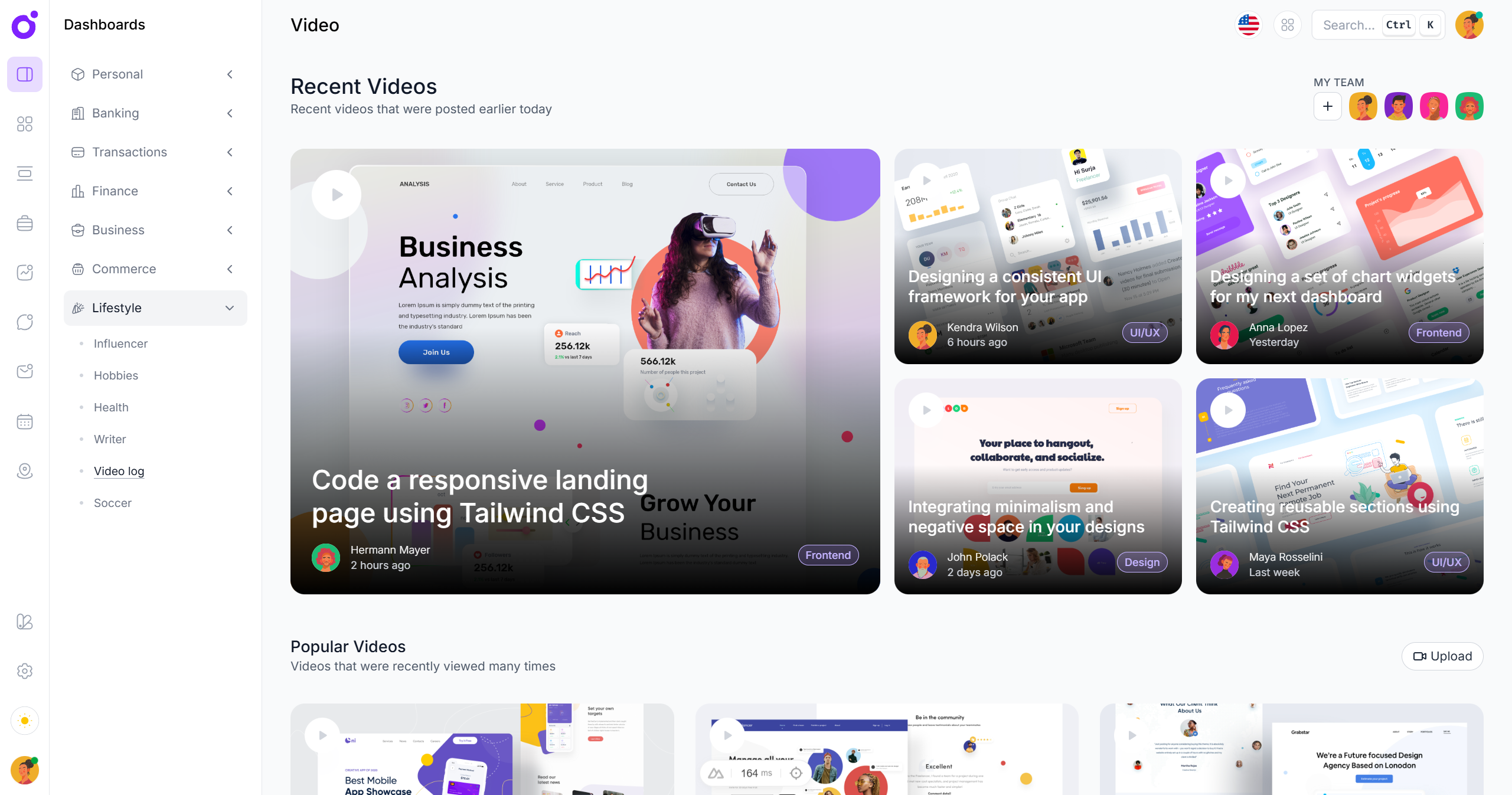 Tairo - Video dashboard
