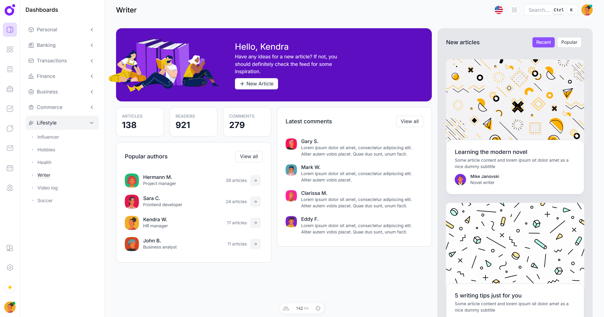 Tairo - Writer dashboard