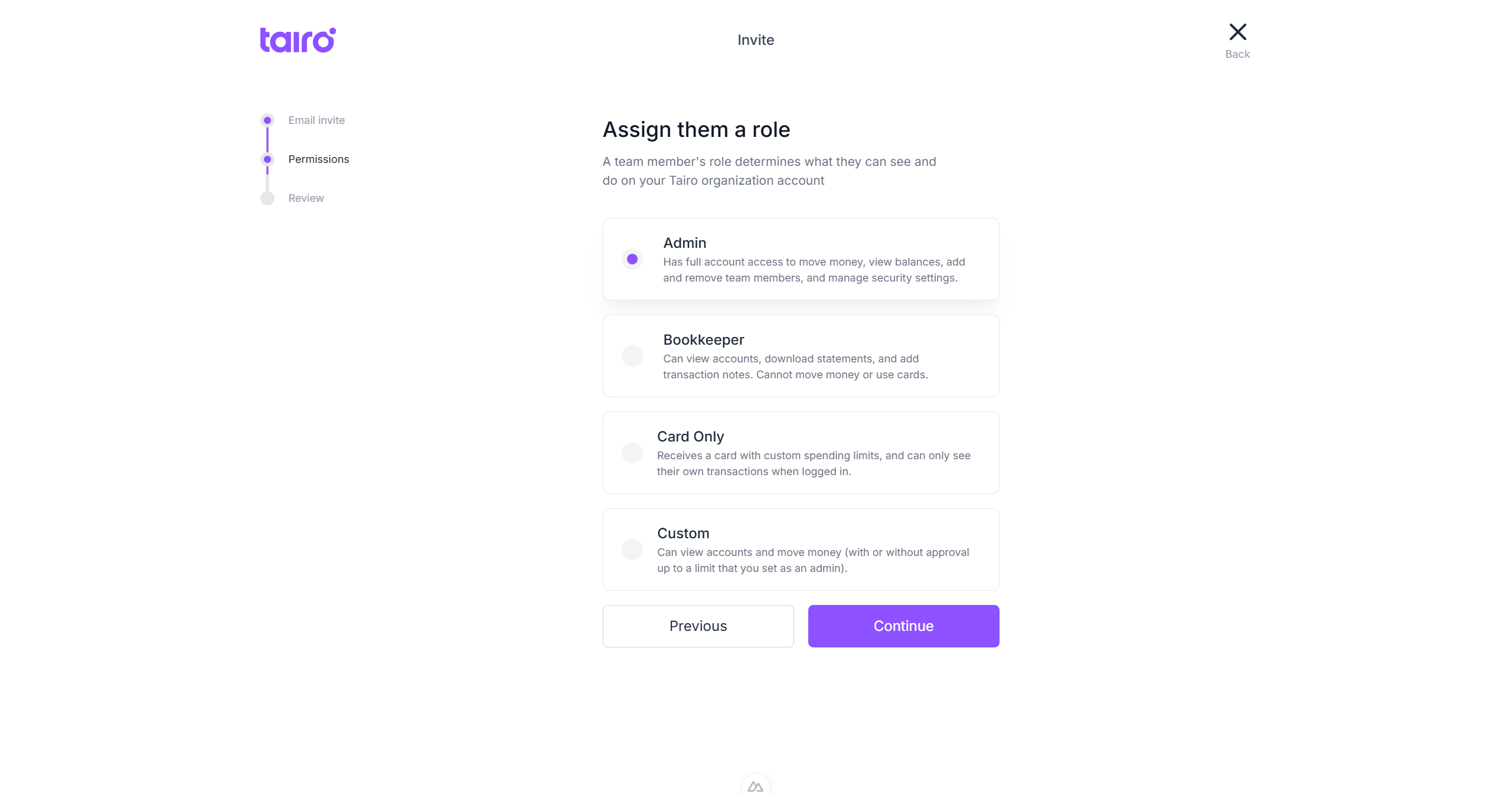 Tairo - Invite - Step 2