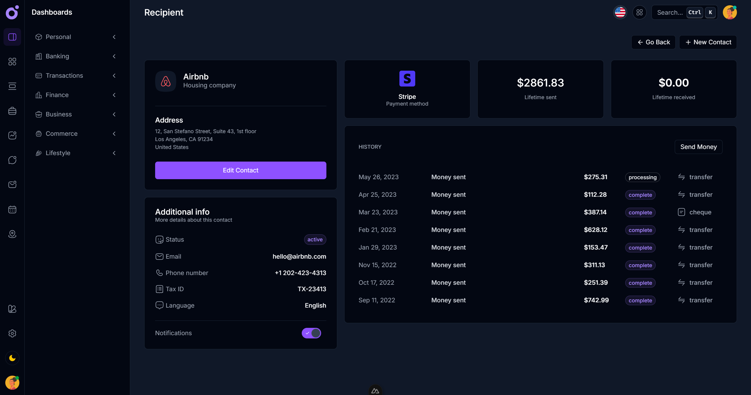 Tairo - Company recipient