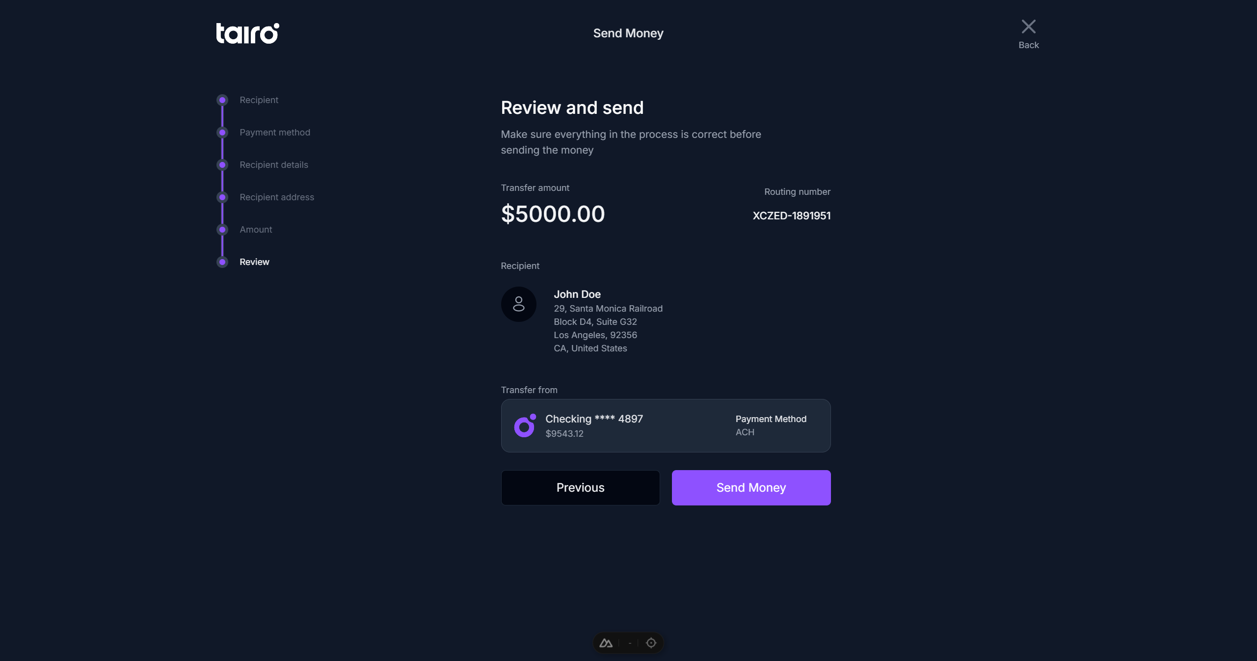 Tairo - Send - Step 6