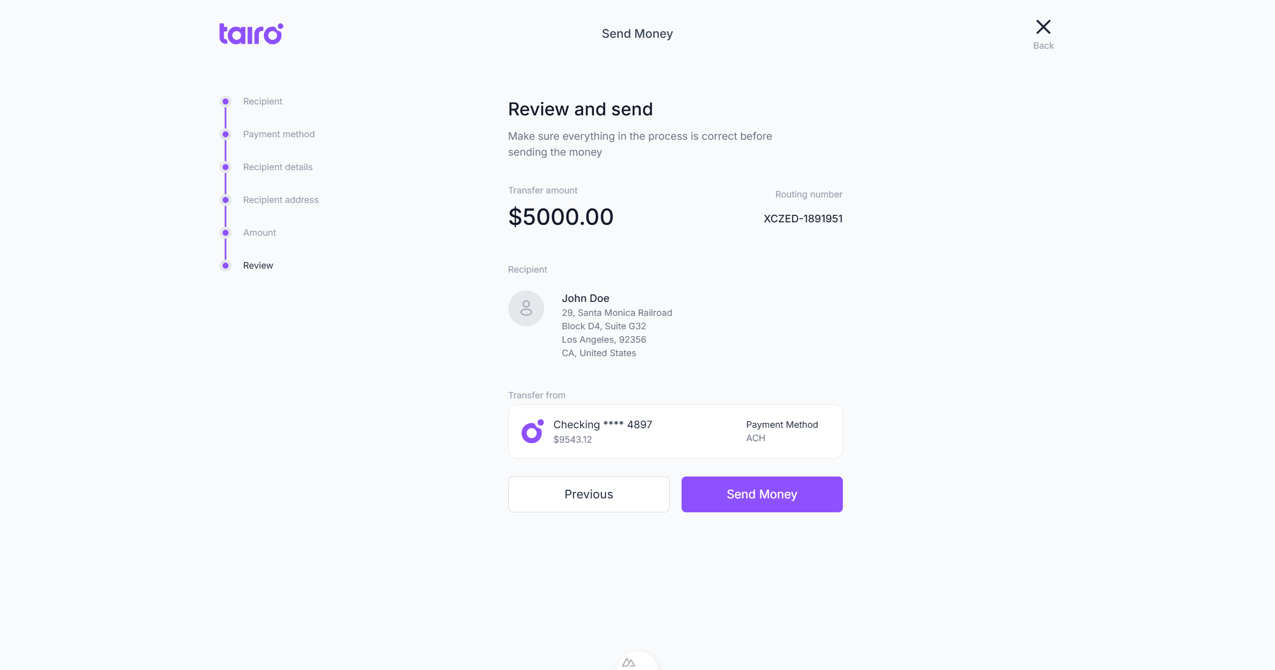 Tairo - Send - Step 6