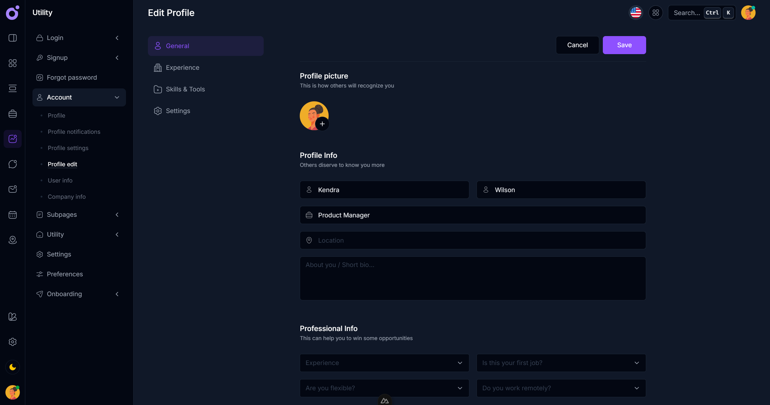 Tairo - Edit profile 1