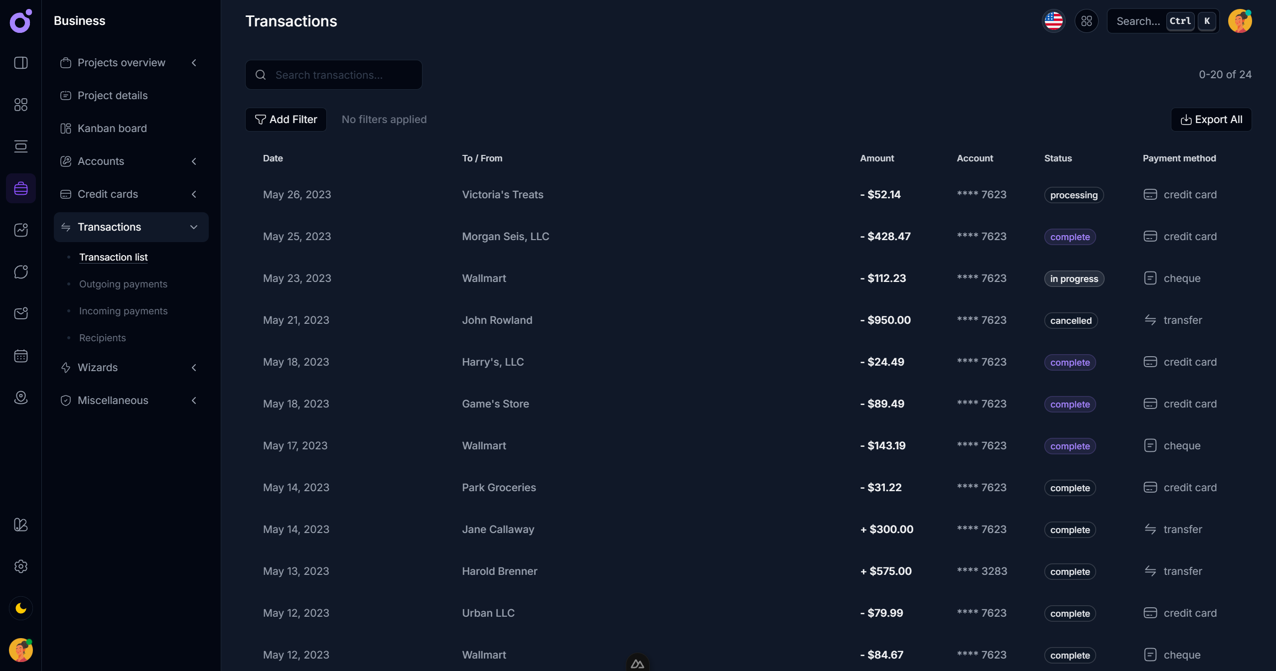 Tairo - Transactions